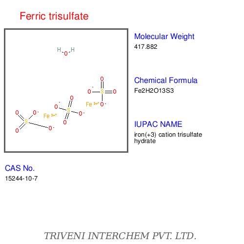 Ferric Trisulfate - Iron(III) Sulfate, Fe2(SO4)3, 399.88 MW | High Purity, Water Soluble, Wastewater Treatment