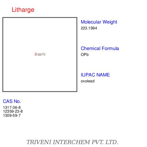 Litharge - Lead Oxide PbO 99% Purity 1-10 Âµm Particle Size Industrial Grade