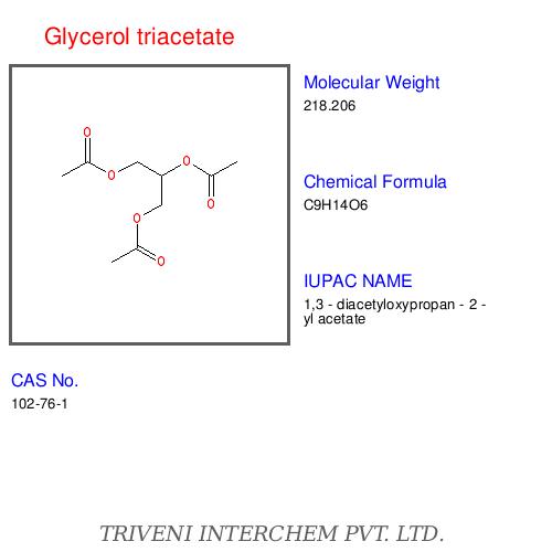 Glycerol Triacetate - Colorless Liquid, Boiling Point 259°C, CAS 102-76-1 | High Purity, Solvent Properties, Plasticizer, Biodegradable