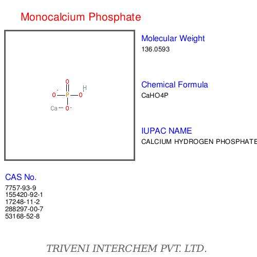 Monocalcium Phosphate - White Crystalline Powder, Ca(H2PO4)2 H2O | High Purity, Food Grade, Fast Dissolving
