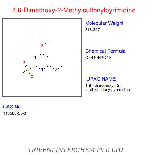 4,6-Dimethoxy-2-Methylsulfonylpyrimidine - White Powder, CAS No 106618-02-2, C8H12N2O4S | High Purity, Precise Synthesis, Research-Grade, Customizable
