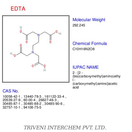 EDTA - White Crystalline Powder, 99% Purity | High Purity, Effective Chelation, Water Soluble