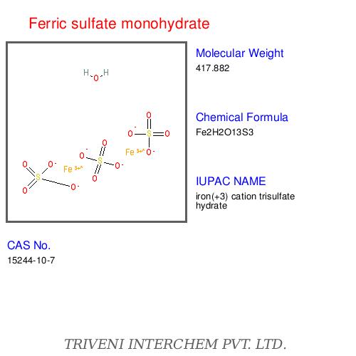 Ferric Sulfate Monohydrate - Iron(III) Sulfate Fe2(SO4)3.H2O, CAS 7782-63-0 | High Purity, Industrial Grade, Corrosive