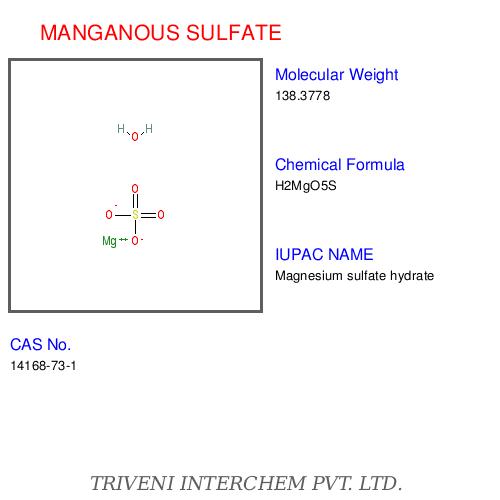 MANGANOUS SULFATE - MnSO4·4H2O Rose-Red Prisms, Water-Soluble, Efflorescent, Fungicide, Fertilizer, Textile and Ceramic Use