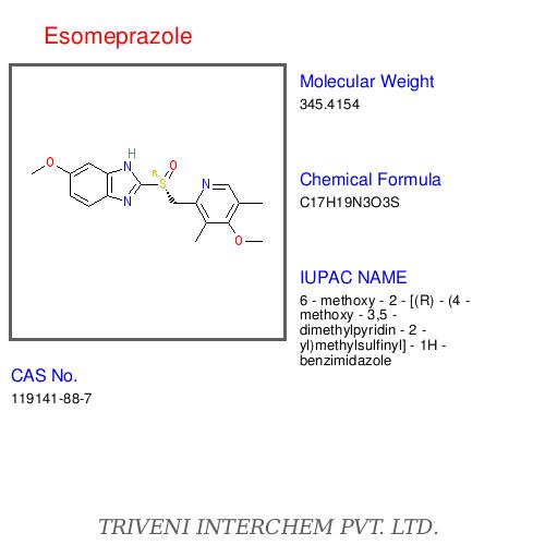 Esomeprazole - C17H19N3O3S Tablets 451 g/mol | Acid Reduction Ulcer Healing Reflux Control Fast Acting