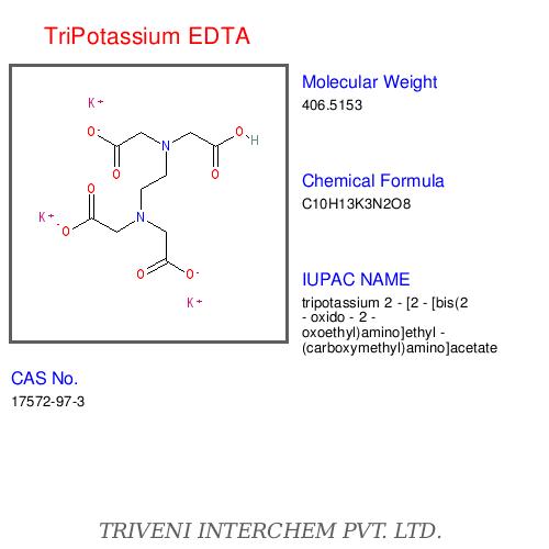 TriPotassium EDTA - White Powder, CAS 6865-53-5 | High Purity, Effective Chelation, Water Soluble
