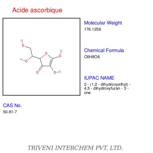Acide Ascorbique - White Crystalline Powder, CAS 50-81-7 | Antioxidant, Vitamin C, Water Soluble, Purity >99%
