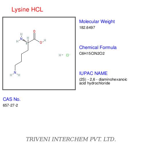 Lysine HCL - White Crystalline Powder, CAS 657-27-2 | High Purity, Essential Nutrient, Growth Promoter, Water Soluble