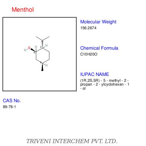 Menthol - Colorless Crystals, C10H20O, CAS 2216-51-5 | Cooling Sensation, Analgesic, Anti-Inflammatory