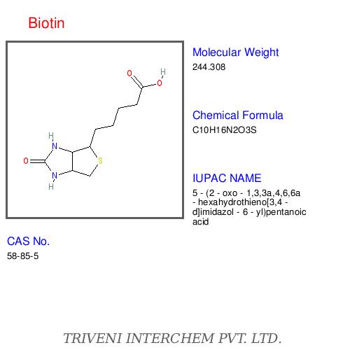Biotin - C10H16N2O3S, 25kg Drums, 99% Purity | High Purity, Bioavailable, Effective Dosage