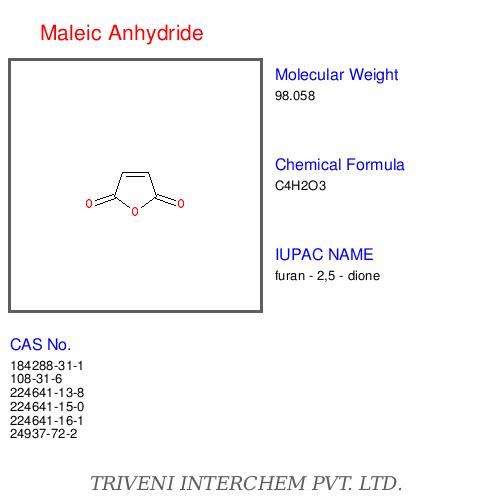Maleic Anhydride - C4H2O3 White Solid, 99.5% Purity, 202Â°C Boiling Point, 52.6Â°C Melting Point, High Versatility