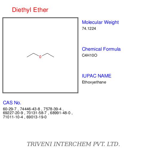 Diethyl Ether - Purity 99.9% Boiling Point 34.6Â°C CAS 60-29-7 | Accurate Composition Effective Volatile Organic Compound