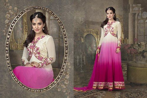 Pink And Cream Designer Party Wear Anarkali Suit