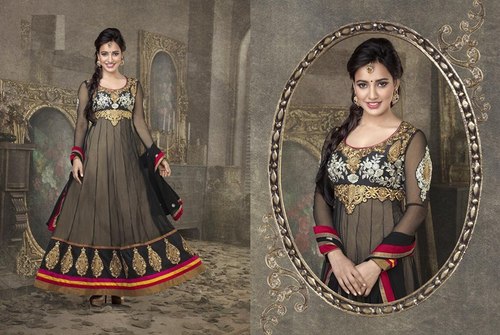Grey Desinger Party Wear Anarkali Kurti