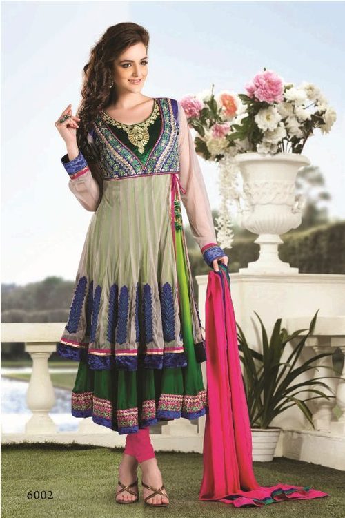 Showber Collor Stylish Fancy Desinger Anarkali Suit