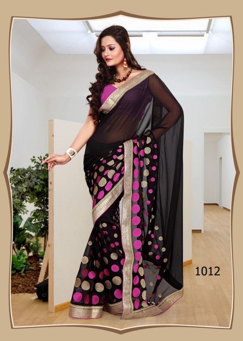 Black Ethnic Color Saree - Cotton & Dhupian Fabric, 900gms Weight, Thread Jaal Work | Laces Closure, Stylish Design for All Seasons