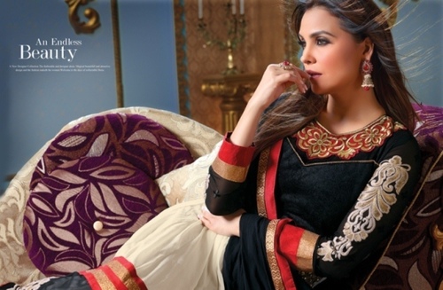 Black And Cream Designer Anarkali Salwar Suits