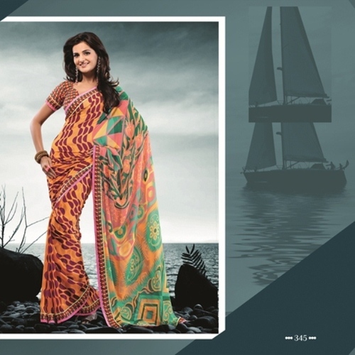 Designer Saree - Watlah Georgette, Dupioni, Multi-Color Printed Border | Fancy Stylish Look for All Seasons