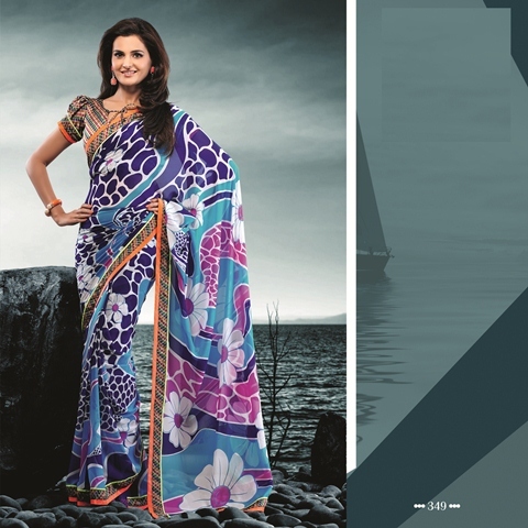 Sarees Deep Sky Blue 349-A