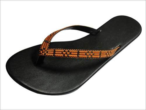 Orange V Strip Slippers Uppers