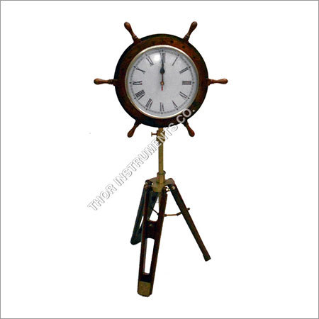 ANTIQUE ships wheel Clock on Tripod