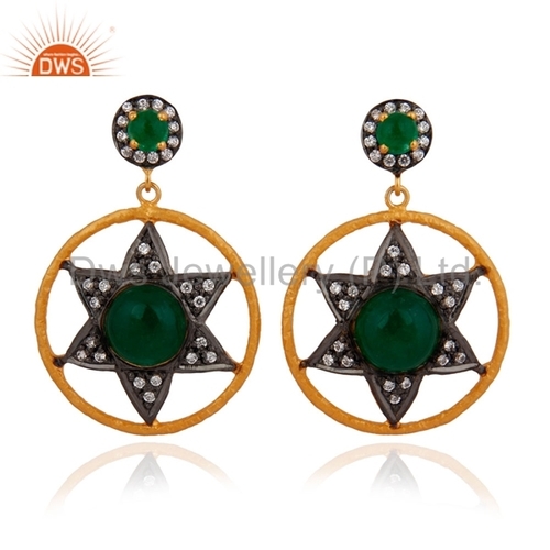 Silver Green Aventurine Designer Earring Jewelry Gender: Women
