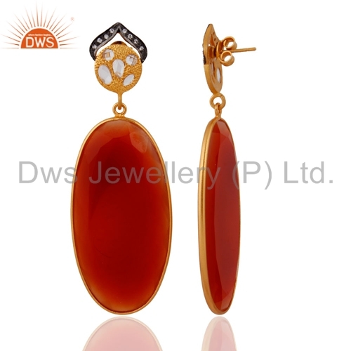 CZ Red Onyx Gemstone Earrings Jewelry For Womens