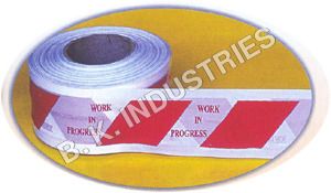 Barricading Tape - Tubular Form 3"/4"/5"/6" Width, Red & White "WORK IN PROGRESS" Printing for Safety Applications