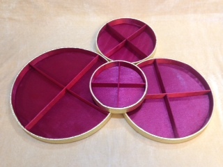 Round Dry Fruit Tray Manufacturer - Cardboard, Varied Diameter, Pink, 4 Sections | Elegant Design, Durable, Easy to Clean, Preserves Freshness