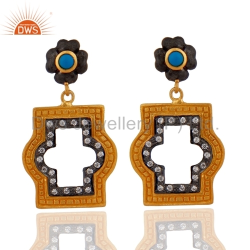 Cz Turquoise Designer 925 Silver Earrings Jewelry Gender: Women