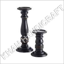 Wooden Candle Stands - Cylindrical Shape Large 12 Inch & Small 8 Inch Sizes | Black Smooth Texture Termite Proof Aesthetic Designs for Home & Events