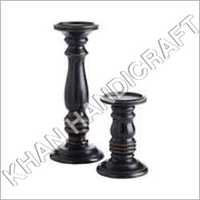 Wooden Candle Stands - Cylindrical Shape, Large 12 Inch & Small 8 Inch Sizes | Black, Smooth Texture, Termite Proof, Aesthetic Designs For Home & Events