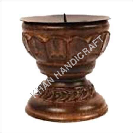 Wooden Candle Stand - 6x4 Inch, Brown | Religious Theme, Modern Style, Hand-Built Design, Cylindrical Shape with Smooth Edges