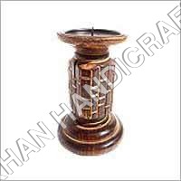 Designer Wooden Candle Stand - 9 Inch Cylindrical Shape, Brown Color | Modern Handcrafted Design with Perfect Finish and Uniform Edges