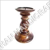 Antique Wooden Candle Stands - Fine Quality Wood , 9 Inch Cylindrical Shape in Brown with Smooth Finish and Uniform Texture