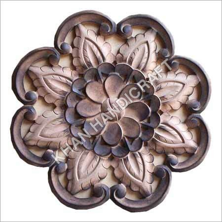 Wall Hanging Item - Wood, 12x12 Inch, Carved Floral Design | Antique Imitation Style, Lightweight & Easy to Mount with Polished Finish