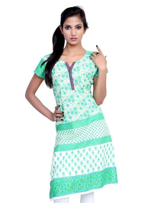 Port Colour Printed Cotton Half Long Kurti