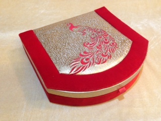 Decorated Dry Fruit Box - Velvet & Metal, 10x8x4 inches, Red | Elegant Design, Magnetic Closure, Durable, Freshness Preservation