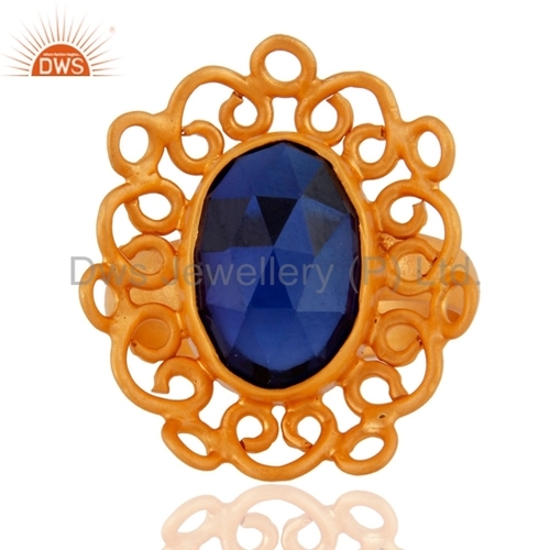 Designer Gold Plated Silver Gemstone Ring Jewelry