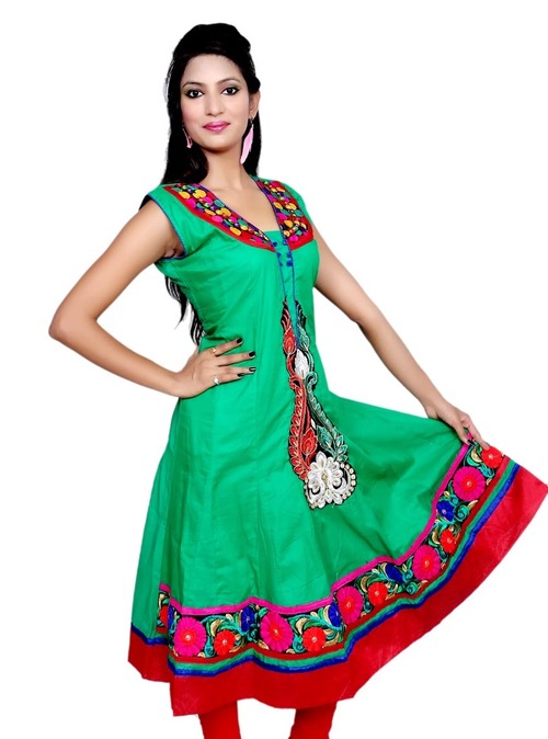 Port Festive Sleeve Printed Womens Kurti