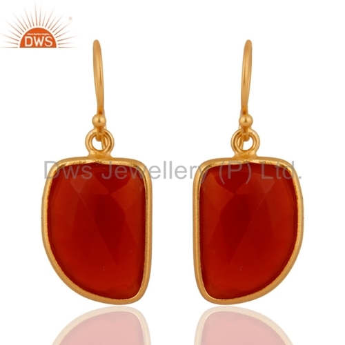 Red Onyx Gold Vermeil Sterling Silver Earrings