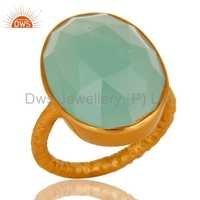 Silver Gold Plated  Chalcedony Ring Jewelry Gender: Women