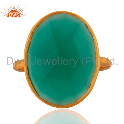 Oval Designer Gold Plated Silver Gemstone Ring