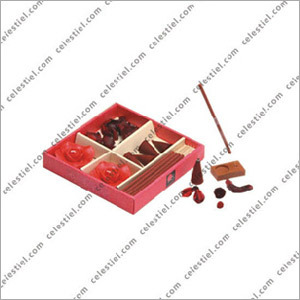 Corporate Gift - Cardboard & Incense, 5x5x2 Inches, Red | Elegant Pattern, Attractive Look, Soothing Aroma, Unique Gift, Floral & Woody Fragrance