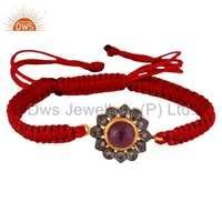 Ruby & Pave Diamond Silver Bracelet Gender: Children
