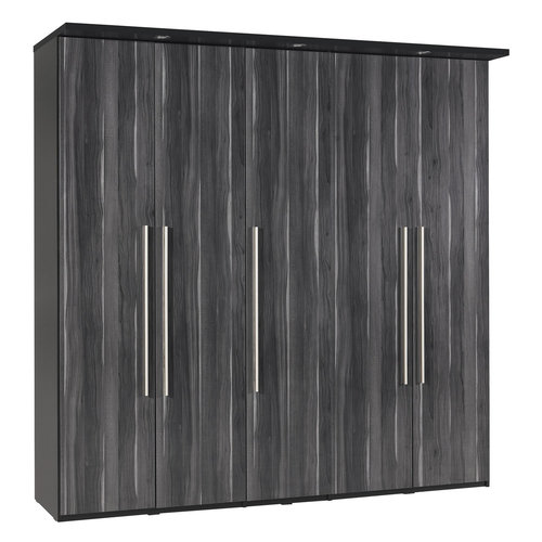Elegance High Gloss Black Walnut 5 Door Wardrobe W