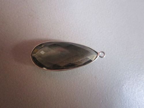 1 PCS SMOKEY STERLING SILVER CONNECTORS PEAR SHAPE 13X24MM