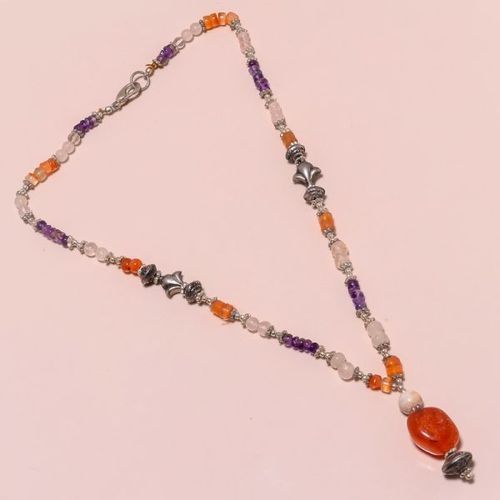 Round 16inch Natural Gemstone Beaded Necklace Ready To Wear # Bn729