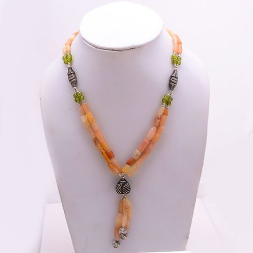 Oval 16Inch Natural Gemstone Beaded Necklace Ready To Wear # Bn784