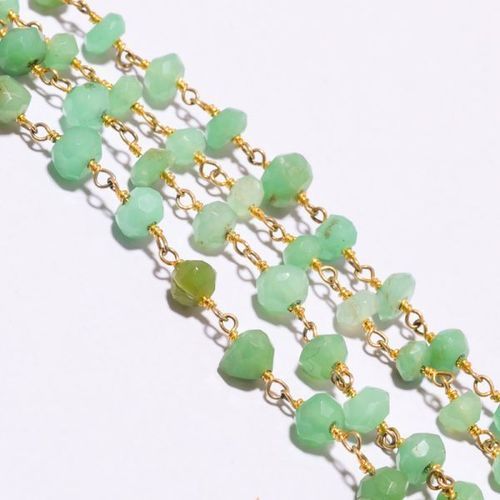 CHRYSOPRASE FACETED RONDELLE 18 INCH  925 STERLING SILVER PLATED BEADED CHAIN